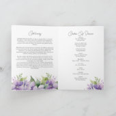 Paarse Bloemen Begrafenis Order of Service 4 Foto Kaart (Binnen)