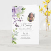 Paarse Bloemen Begrafenis Order of Service 4 Foto Kaart (Gele Bloem)