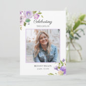 Paarse Bloemen Begrafenis Overlijdensvolgorde Programmakaart (Staand voorkant)