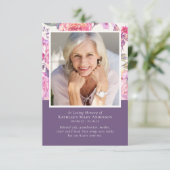 Paarse bloemen begrafenis sympathie dank u kaart (Staand voorkant)