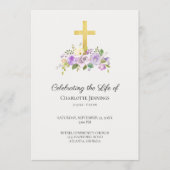 Paarse Bloemen Begrafenis Viering van het Leven Programmakaart (Voorkant)