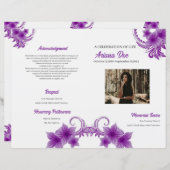 Paarse Bloemen Begrafenisprogramma Sjabloon (Voorkant / Achterkant)