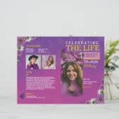 Paarse Bloemen Begrafenisprogramma Sjabloon (Staand voorkant)