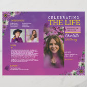 Paarse Bloemen Begrafenisprogramma Sjabloon (Voorkant)