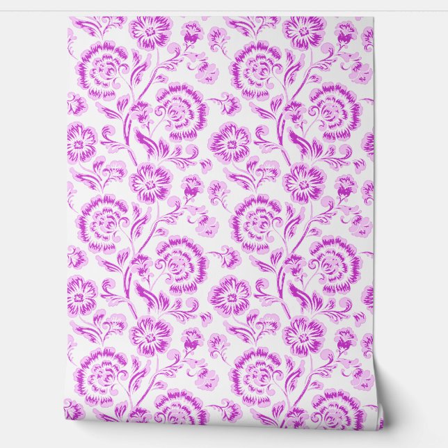 Paarse Bloemen Behang (Afrollen)