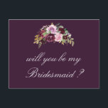 paarse bloemen ben je mijn bruidskaart uitnodiging briefkaart<br><div class="desc">Deze kaart heeft waterverf paarse bloemen geschilderd en een elegante paarse kleur en manuscripttekst. De tekst en de kleuren kunnen worden gepersonaliseerd.</div>