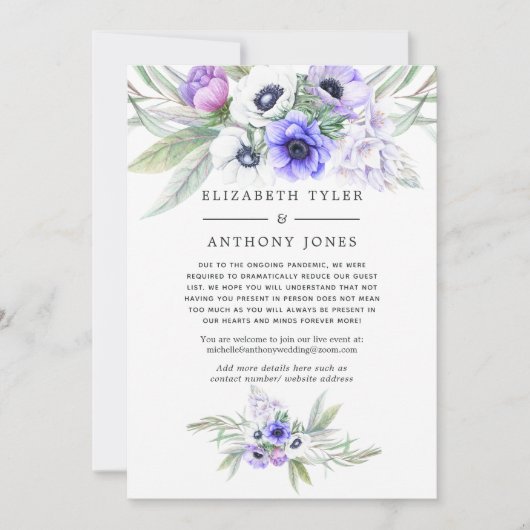 Paarse Bloemen Beperkte Gastlijst Aankondiging (Voorkant)