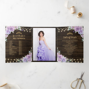 Paarse Bloemen Betoverde Bos Quinceañera Programma