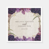 Paarse Bloemen Betoverde Bos Trouwpapier Servet (Voorkant)