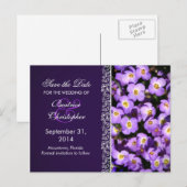 Paarse bloemen Bewaar de datum briefkaarten (Voorkant / Achterkant)