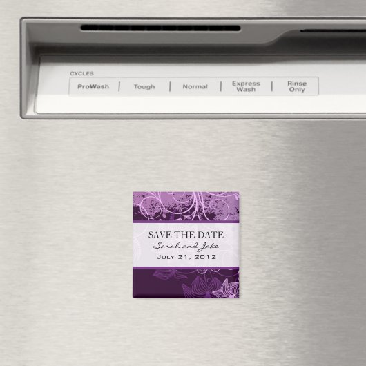 Paarse Bloemen Bewaar de datum Koelkast Magnet (Insitu (Vaatwasser))