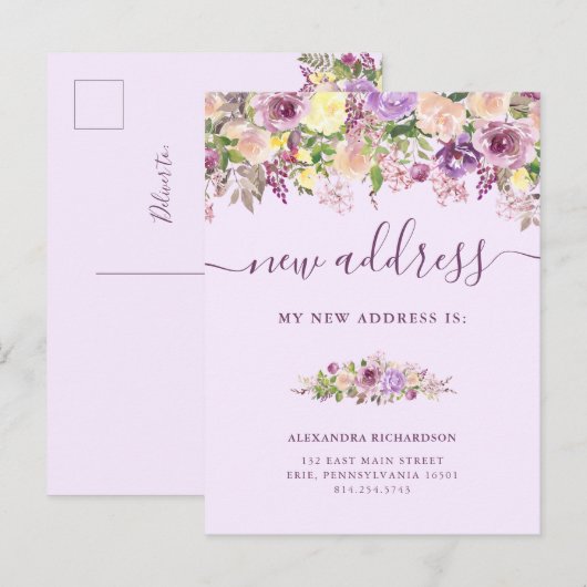 paarse bloemen | Bewegende aankondiging (Voorkant / Achterkant)