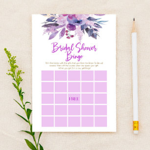 Paarse Bloemen Bingo Vrijgezellenfeest Spel Briefpapier