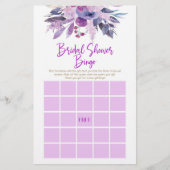 Paarse Bloemen Bingo Vrijgezellenfeest Spel Briefpapier (Voorkant)