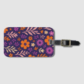 Paarse Bloemen Bladeren Bagage Label (Voorkant (horizontaal))