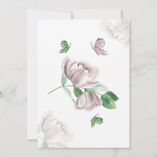 Paarse bloemen & bladeren vlinders de datum opslaa kaart (Achterkant)