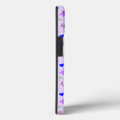 Paarse Bloemen Blauwe Harten Case-Mate iPhone Case (Achterkant / Rechts)