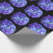 Paarse bloemen blauwgroen bloemen hortensia cadeaupapier (Hoek)