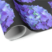 Paarse bloemen blauwgroen bloemen hortensia cadeaupapier (Rol Hoek)