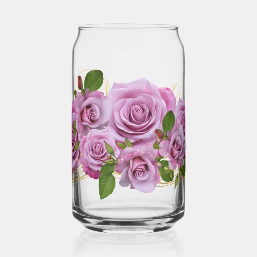 paarse bloemen blikvorm glas (Links)
