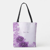 Paarse Bloemen Bloeien Boodschappentas Tote Bag (Achterkant)