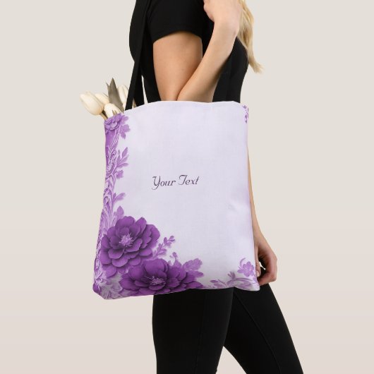 Paarse Bloemen Bloeien Boodschappentas Tote Bag (Dichtbij)