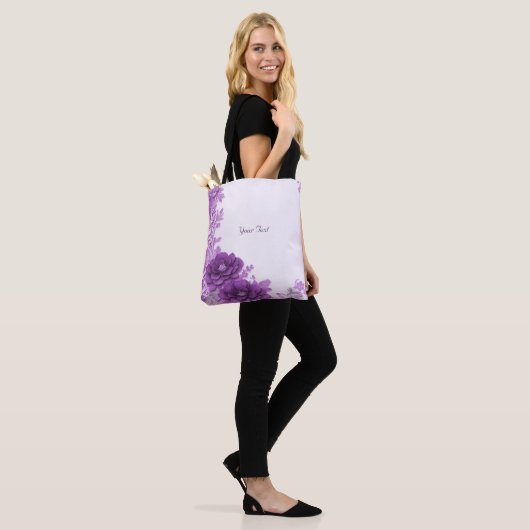 Paarse Bloemen Bloeien Boodschappentas Tote Bag (Op model)