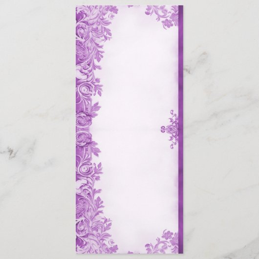 Paarse bloemen bloeien bruiloft menu (Achterkant)