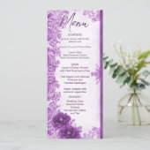 Paarse bloemen bloeien bruiloft menu (Staand voorkant)