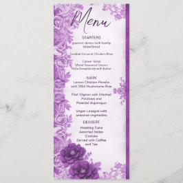 Paarse bloemen bloeien bruiloft menu