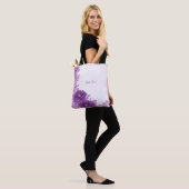 Paarse bloemen bloeien Canvas tas (Op model)