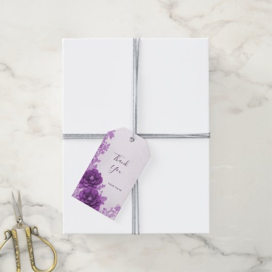 Paarse Bloemen Bloeien Gift Label Cadeaulabel (Met Touw)