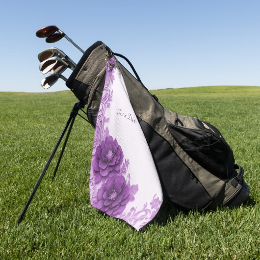 Paarse bloemen bloeien golfhanddoek (Groen)