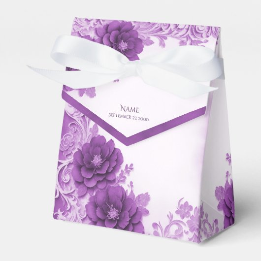 Paarse bloemen bloeien gunstbox bedankdoosjes (Voorkant Zijde)