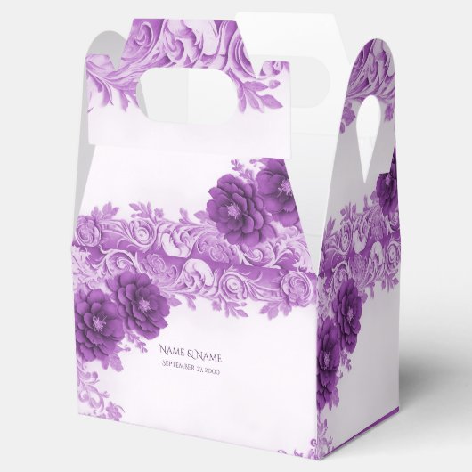 Paarse bloemen bloeien gunstbox bedankdoosjes (Geopend)