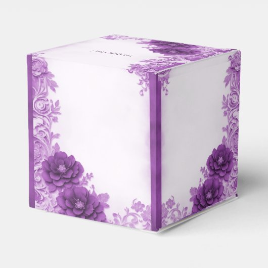 Paarse bloemen bloeien gunstbox bedankdoosjes (Achterkant)