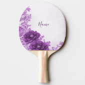 Paarse bloemen bloeien Ping Pong Paddle Tafeltennisbatje (Achterkant)