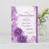 Paarse bloemen bloeien repetitie diner kaart (Staand voorkant)