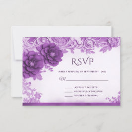 Paarse bloemen bloeien RSVP-kaart RSVP Kaartje