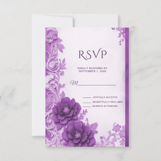 Paarse bloemen bloeien RSVP-kaart RSVP Kaartje (Voorkant)