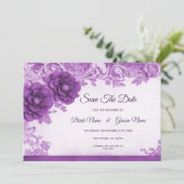 Paarse bloemen bloeien Save the date (Staand voorkant)