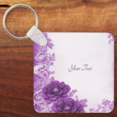 Paarse bloemen bloeien Sleutelhanger (Voorkant)