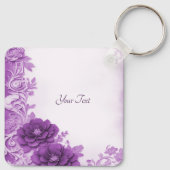 Paarse bloemen bloeien Sleutelhanger (Achterkant)