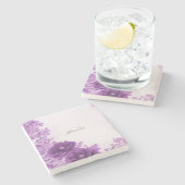 Paarse bloemen bloeien stenen Onderzetter (Zijkant)