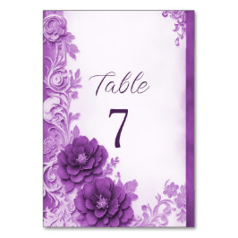 Paarse bloemen bloeien tafel nummer kaart