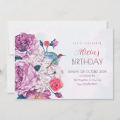 Paarse bloemen bloeien verjaardag kaart (Voorkant)
