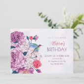 Paarse bloemen bloeien verjaardag kaart (Staand voorkant)