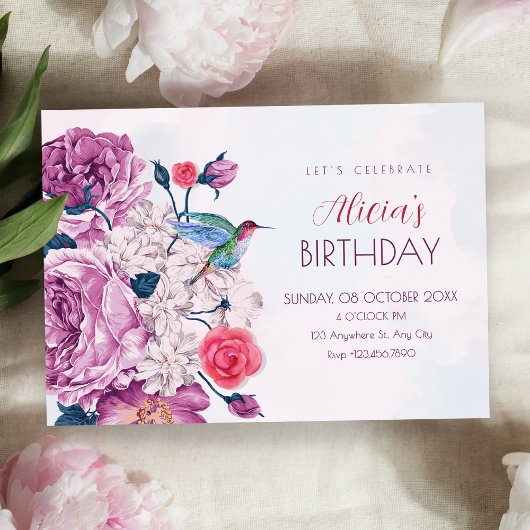 Paarse bloemen bloeien verjaardag kaart