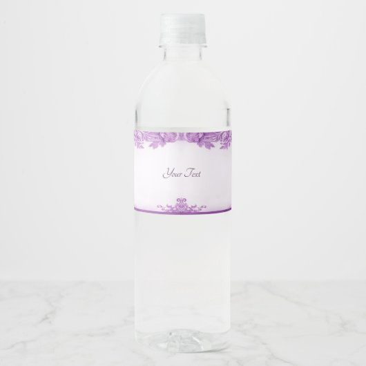 Paarse bloemen bloeien water fles label waterfles etiket (Voorkant)