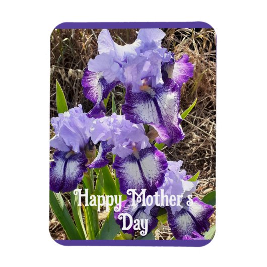 Paarse Bloemen Bloem Iris Moederdag Kaart Magneet (Verticaal)
